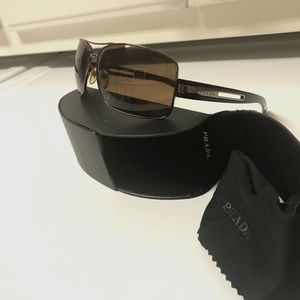 PRADA SPR 54I 5AV-5Z1 Aviator Bronze Polarized Sunglasses 64-12-125
